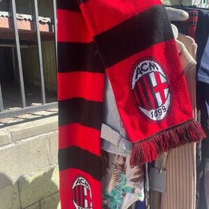 AC Milan Red and Black Striped Scarf